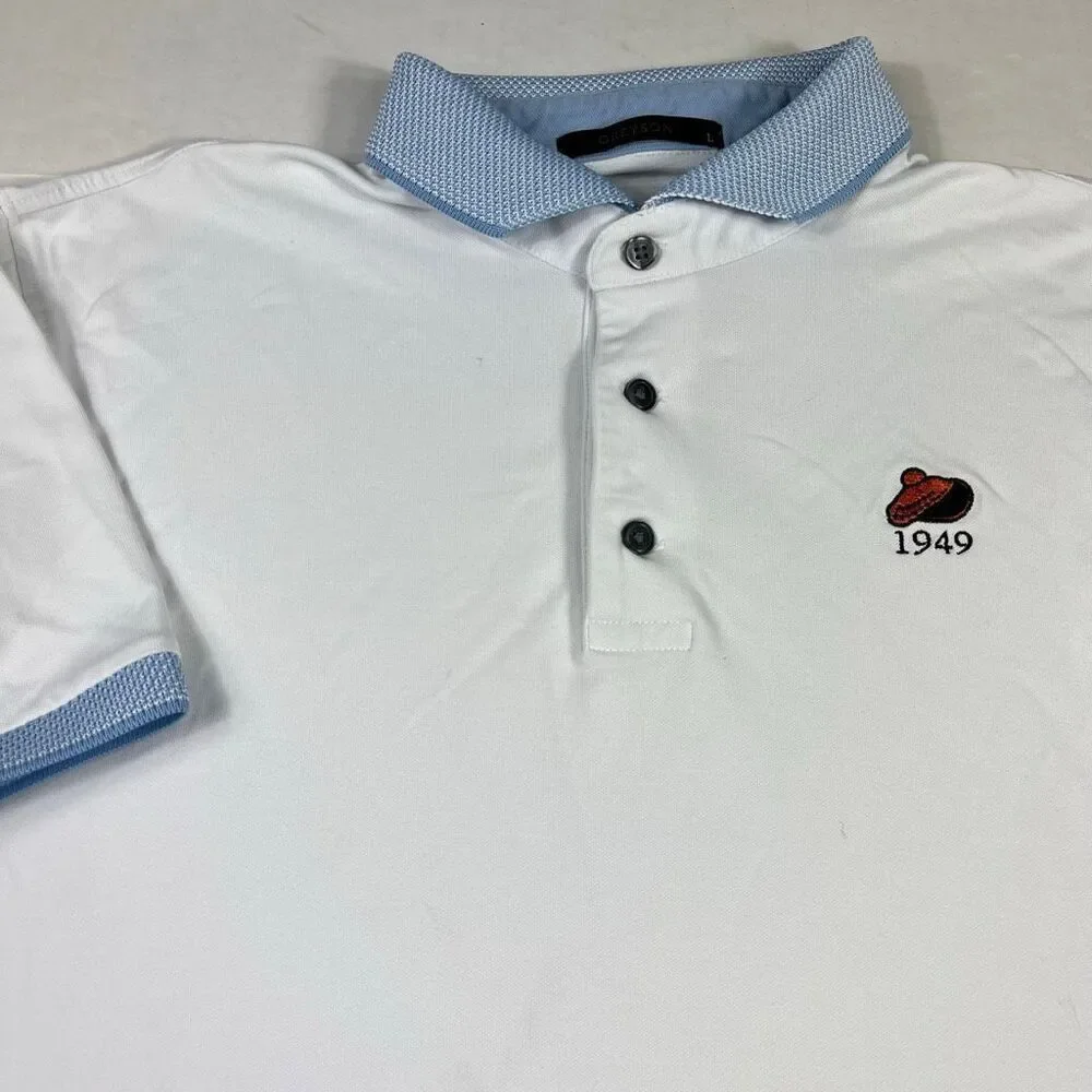 Greyson Mens Performance Golf Polo Short White Sporty Casual Preppy Comfy Top L